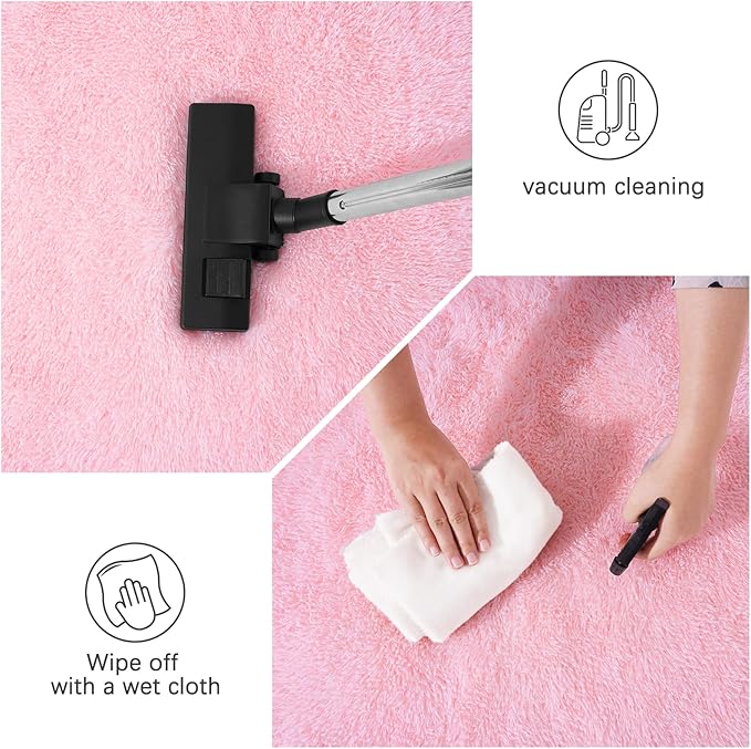 Pink Area Rugs 6x9, Anti-Skid Shaggy Fluffy Throw Carpets, Ultra Soft Plush Modern Indoor Fuzzy Floor Rug for Living Room Bedroom Kids Room Nursery Dorm Home Decor Aesthetic