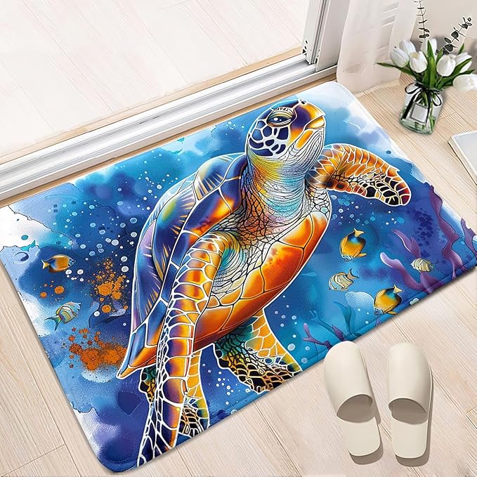 Sea Turtle Carpet Rugs - Kids Sea Turtle Coastal Rug for Bedroom Ocean Life Theme, 2'×3'