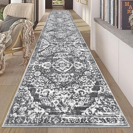 HEBE Hallway Runner Rug 2'8''x14' Washable Vintage Distressed Area Rugs Non Slip Laundry Rug Runner Boho Floor Carpet Runners for Hallways Entryway Laundry Room Kitchen Bathroom