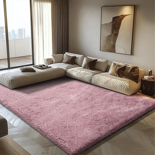 6x9 Fluffy Area Rug for Living Room,Shag Area Rugs for Bedroom,Blush Soft Fuzzy Rug Non-Shedding Indoor Plush Carpet for Kids Bedroom Nursery Dorm Home Decor