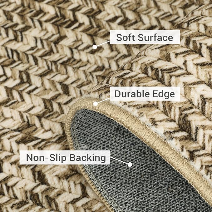 Printed Washable Rugs 4x6 Rug for Living Room Modern Rug Non Slip Small Bedroom Rug Soft Faux Wool Low Pile Stain Resistant Carpet for Entrance Office Nursery Dining Room 4'x6' Beige/Grey