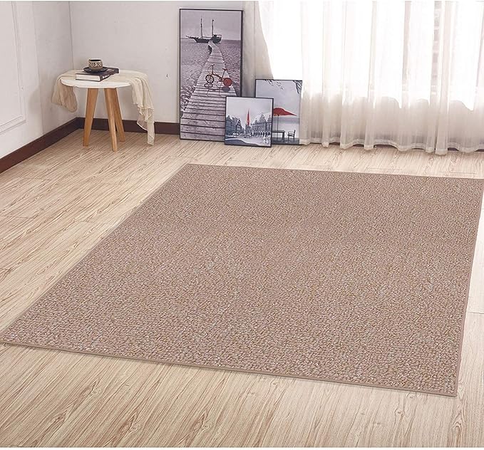 Ambiant Broadway Collection Pet Friendly Indoor Outdoor Area Rugs Beige - 12' Square-Stain Resistant Elegance Polypropylene, Easy Machine Wash Care- Perfect for Weddings & Everyday Use!