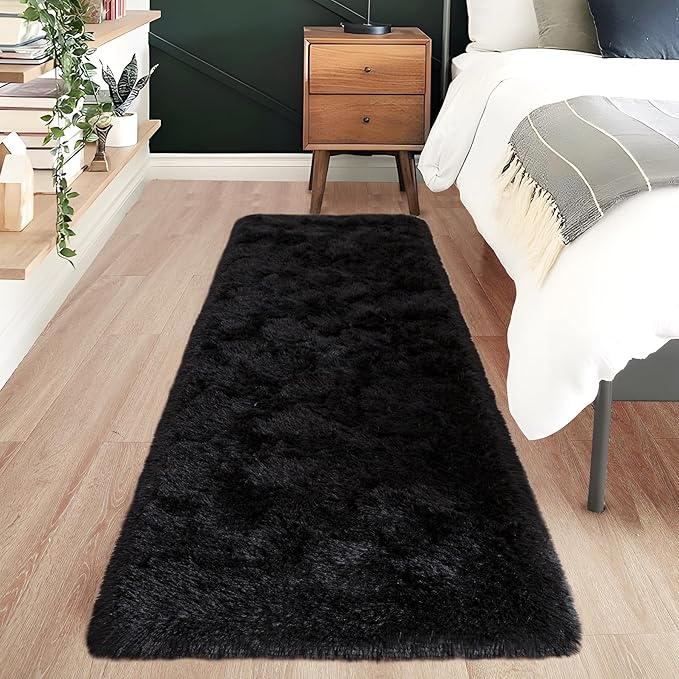 Noahas Black Runner Rug for Hallway,2'x6' Long Area Rugs for Bedroom Living Room,Non Slip Thick Shag Floor Carpet for Entryway Kitchen Dorm Nursery Bedside Kids Room