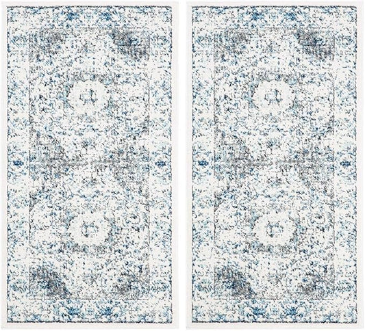 Safavieh Evoke Collection 2'2" x 4' Ivory/Grey EVK220D Shabby Chic Oriental Medallion Non-Shedding Living Room Bedroom Accent Rug (Pack of 2)