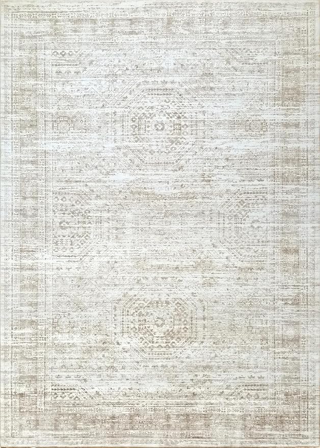 8x10 Area Rugs - Vintage Area Rug for Bedroom | Non Slip and Ultra Soft Machine Washable Rug for Indoor & Outdoor Use | Boho Rug for Living Room, Dining Room and Home Décor - Light Colored Carpet
