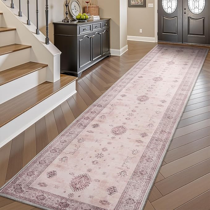 AMOAMI Vintage 2X6 Runner Rug Non Slip Soft Runners for Hallways Machine Washable Hallway Runner Bedside Rugs for Bedroom Long Rug for Hallways Entryway Laundry Room Kitchen Bathroom