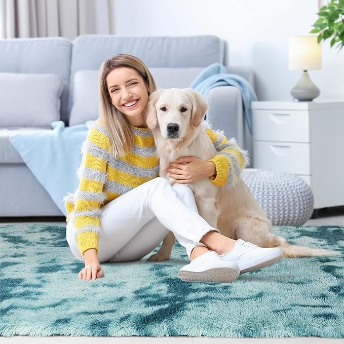 Sour Lemon 8x10 Area Rugs for Bedroom, Living Room Fluffy Rug, Large Area Rug Shag Shaggy Carpet Soft Plush Furry Bedside Rug, Machine Washable Area Rugs for Kids Girls Boys Home Decor Anti Slip