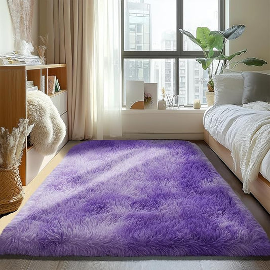 Zentavio Area Rugs for Living Room Small Carpet for Bedroom 3x5 Bedside Washable Soft Fluffy Shag Aesthetic Plush High Pile Throw Rug for Nursery Kids Room Dorm Room