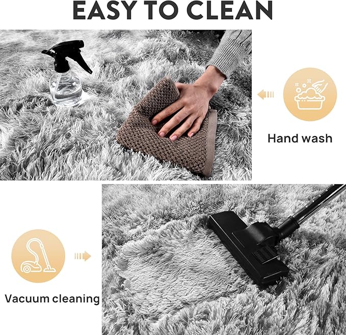 Ultra Soft Fluffy Rugs for Bedroom, Anti-Skid Indoor Carpet Nursery Rugs for Kids Room Home Decor, Rectangular Fuzzy Rug Tie-Dyed Light Grey 4x6 Feet