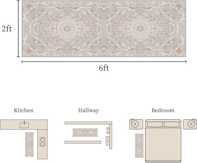 Non Slip Runner Rug, Kitchen Mat, 2x6 Washable Rugs, Runners For Hallways, Area Rug For Bedroom, Low Pile Soft Rugs, Kitchen Floor Mats, Slip Resistance, Durable Rug For Hallways, Bedroom, Kitchen