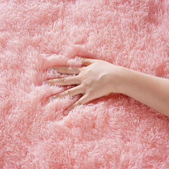 Zentavio Bedside Rugs for Girls Room 2x6 Runner Rugs for Hallway Bedroom Non Slip Fluffy Soft Shaggy Carpet for Kids Home Decor Aesthetic Dorm Nursery Pink