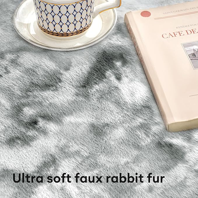 Ultra Soft Kitchen Rugs for Entryway Bathroom 2x3 Feet, Fuzzy Washable Indoor Door Mat - Cozy Faux Fur, Small Carpet for Bedroom Entry, (Grey)