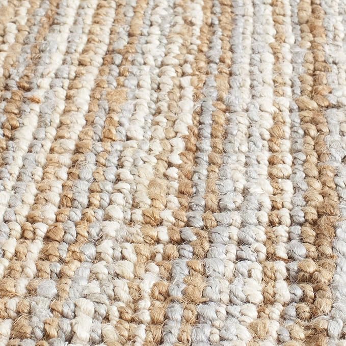 SAFAVIEH Natural Fiber Collection Area Rug - 8' x 10', Grey & Natural, Handmade Chunky Textured Jute 0.75-inch Thick, Ideal for High Traffic Areas in Living Room, Bedroom (NF447K)