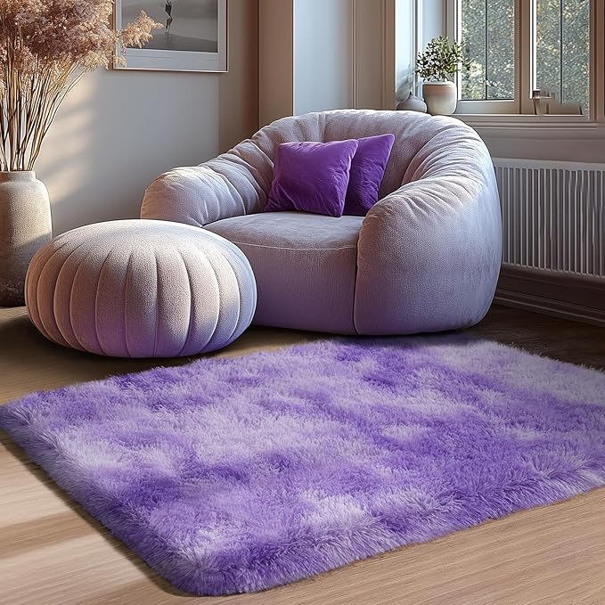 Zentavio Area Rugs for Living Room Small Carpet for Bedroom 3x5 Bedside Washable Soft Fluffy Shag Aesthetic Plush High Pile Throw Rug for Nursery Kids Room Dorm Room