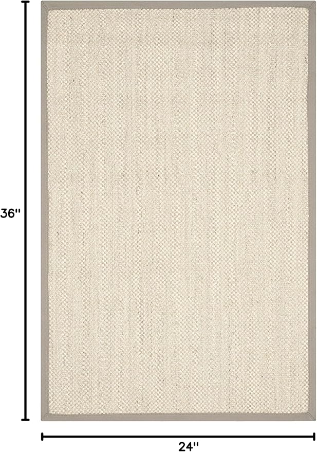 SAFAVIEH Natural Fiber Collection Accent Rug - 2' x 3', Marble & Khaki, Border Sisal Design, Easy Care, Ideal for High Traffic Areas in Entryway, Living Room, Bedroom (NF143E)