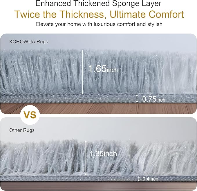 Thick Area Rug 5x7 Light Grey Fluffy Shag for Bedroom, Ultra Soft Plush Fuzzy Washable Thickened Non Slip Carpet, Cozy Furry Shaggy Rug for Living Room Kids Nursery Dorm Room, Tie-Dye Gray