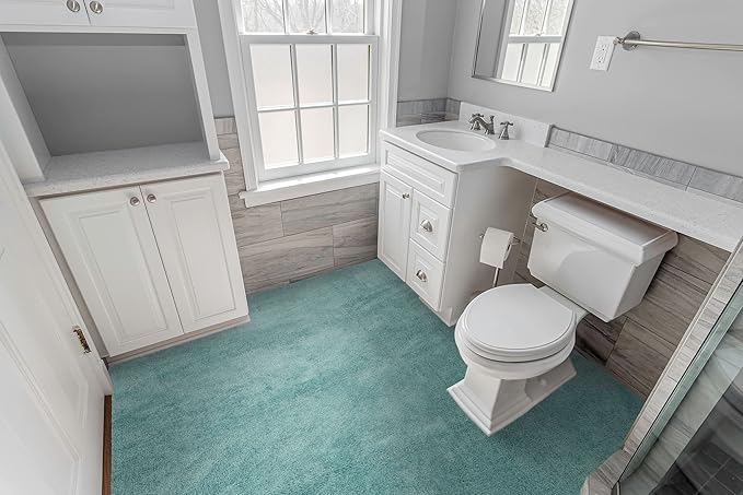Garland Rug Room Size Bathroom Carpet 5 ft x 8 ft Sea Foam – Soft, Plush, Absorbent, Quick-Dry, Durable Unbound Edges for Easy Cutting