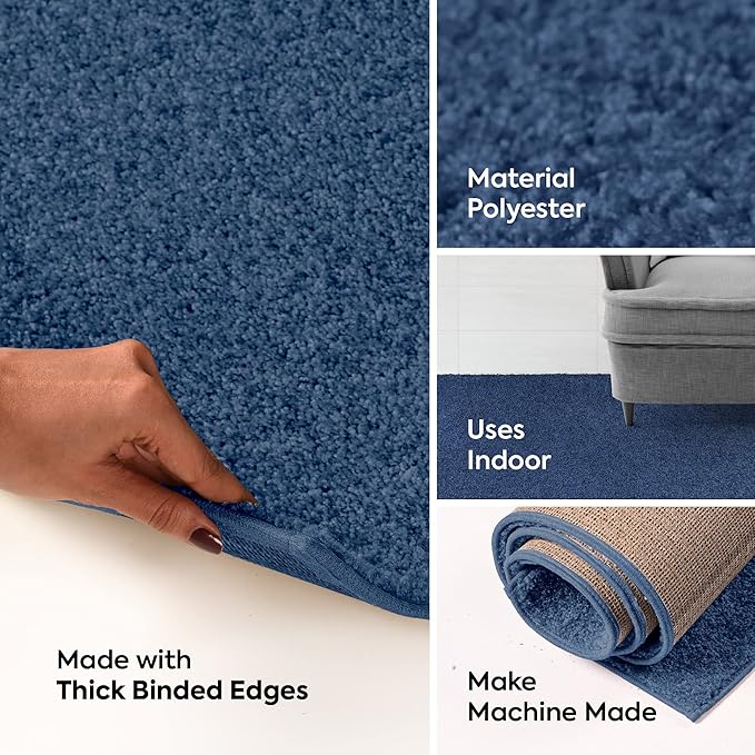 Furnish my Place Modern Plush Solid Color Rug - Royal, 5' x 7', Pet and Kids Friendly Rug. Made in USA, Rectangle, Area Rugs Great for Kids, Pets, Event, Wedding