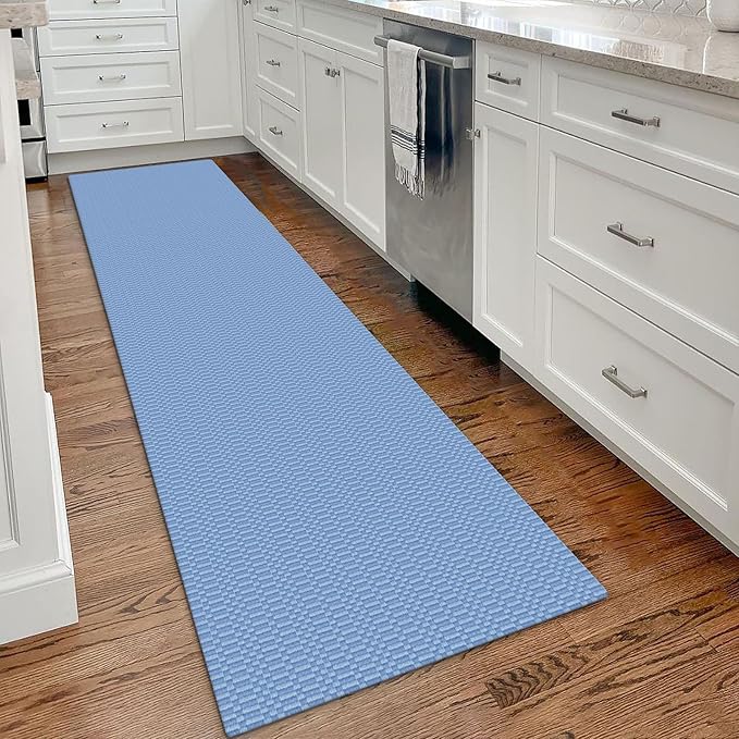 KOZYFLY Washable Runner Rug 2x8 Ft Runners for Hallway Rubber Backed Kitchen Runner Rugs Braided Cotton Entryway Runner Indoor, Carpet Runners for Hallway Entryway Bedroom, Blue