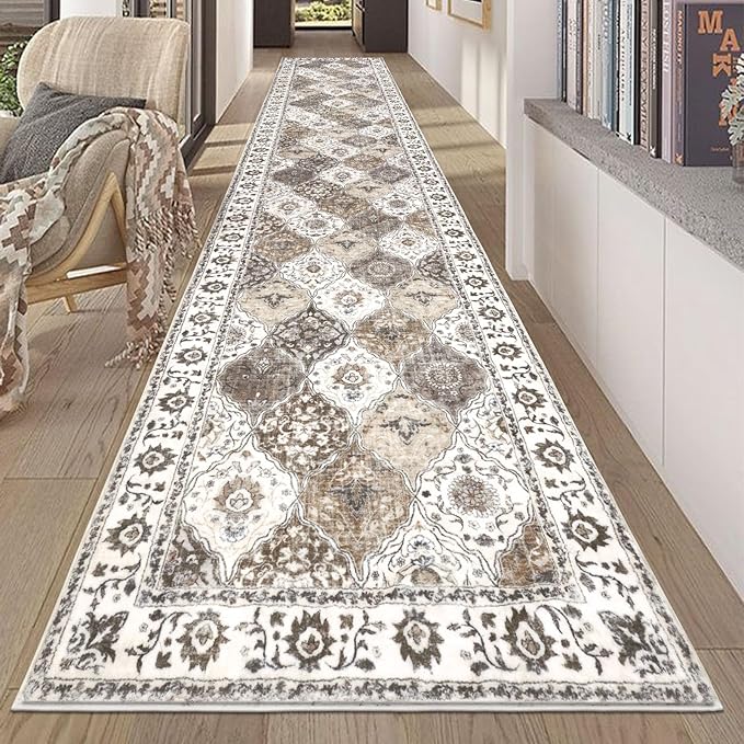 HEBE Hallway Runner Rug 2'8''x14' Washable Vintage Distressed Area Rugs Non Slip Laundry Rug Runner Boho Floor Carpet Runners for Hallways Entryway Laundry Room Kitchen Bathroom