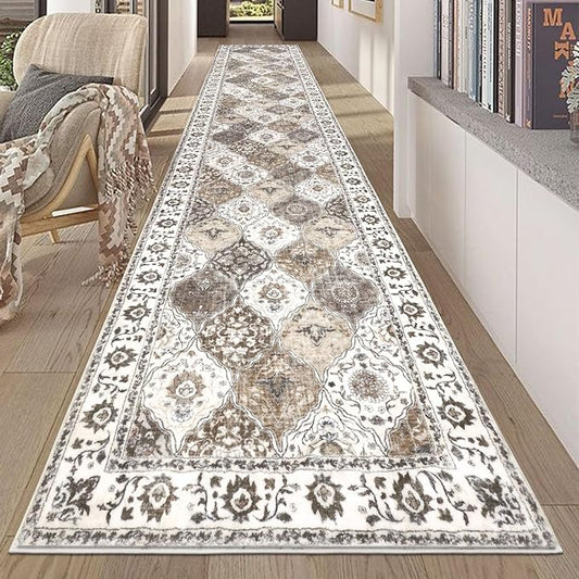 HEBE Hallway Runner Rug 2'8''x14' Washable Vintage Distressed Area Rugs Non Slip Laundry Rug Runner Boho Floor Carpet Runners for Hallways Entryway Laundry Room Kitchen Bathroom