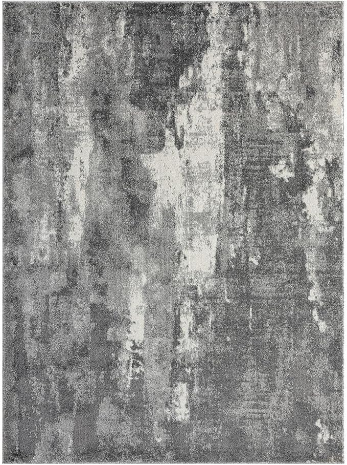 LUXE WEAVERS Euston Collection 7681 Dark Grey 6x9 Modern Abstract Area Rug