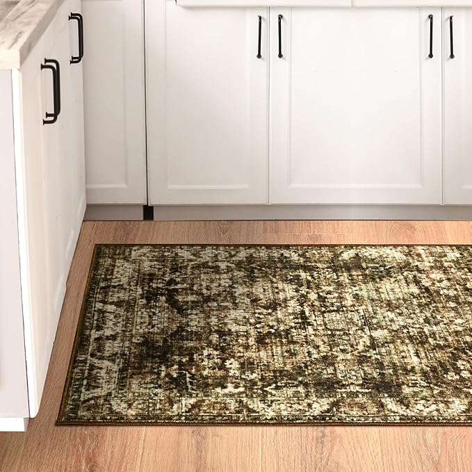 2x3 Vintage Abstract Entryway Rug, Non-Slip Washable Door Mat Indoor Entrance Rugs, Foldable Small Accent Throw Rug Floor Carpet for Front Door Bedroom Kitchen Entryway Bathroom