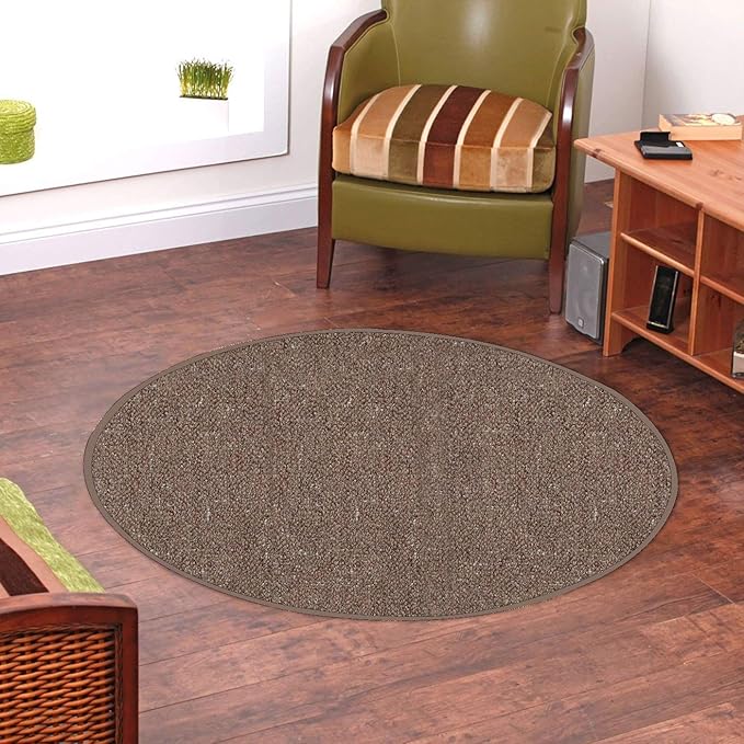Ambiant Broadway Collection Pet Friendly Indoor Outdoor Area Rugs Brown - 10' Round, Stain & Fade Resistant, Easy Care, Pet & Kids Friendly, Made in USA, Perfect for Weddings & Everyday Use!