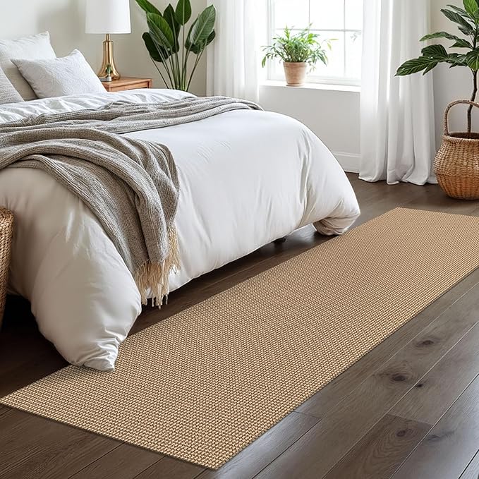 Braided Runner Rug 2x8 Ft Washable Runners for Hallways Non Slip Kitchen Runner Rug Cotton Entryway Runner Indoor, Woven Floor Carpet for Hall Kitchen Bedroom, Orange/Tan/Brown