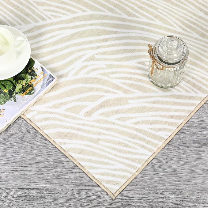 Large Area Rug 9x12 Rugs for Living Room Washable Rug Non Slip Modern Abstract Rug Low Pile Foldable Thin Rug Soft Indoor Non-Shedding Carpet for Bedroom Nursery Home Office Beige/White