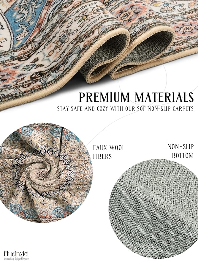 2x3 Door Mat Entryway Area Rug Small Soft Non-Slip Machine Washable Rug Low-Pile Boho Rug Oriental Throw Rug Carpet for Living Room Bedroom Kitchen Entrance