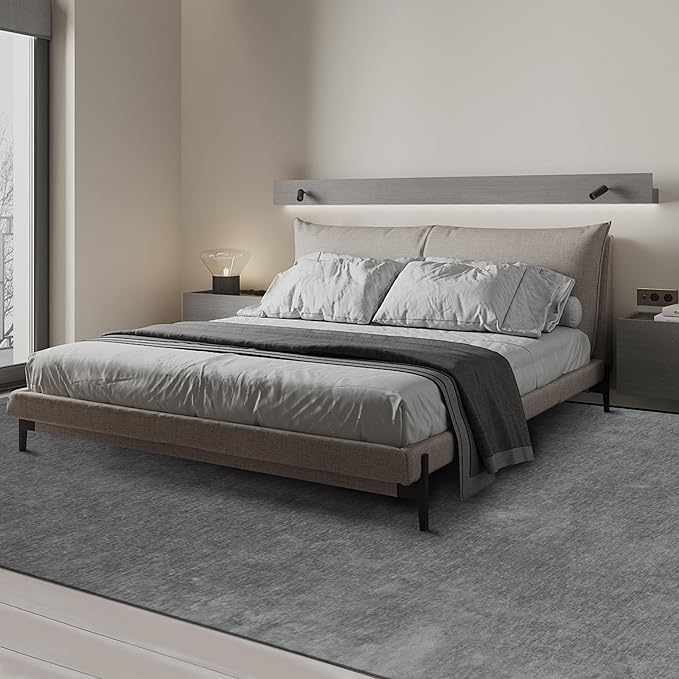 Washable Rugs 8x10 Area Rugs for Living Room,Bedroom and Dining Room- Large Ultra Soft Faux Wool Retro Carpets,Non Slip&Non-Shedding Low Pile Vintage Print Rug for Home Office- Galaxy Grey