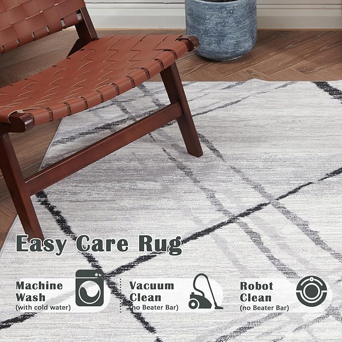 jinchan Kitchen Runner Rug 2x7 Modern Hallway Rug Washable Rug Abstract Runner Non Slip Geometric Grid Accent Rug Black Lines Soft Thin Rug Carpet Runner for Bedroom Bathroom Laundry Room Living Room