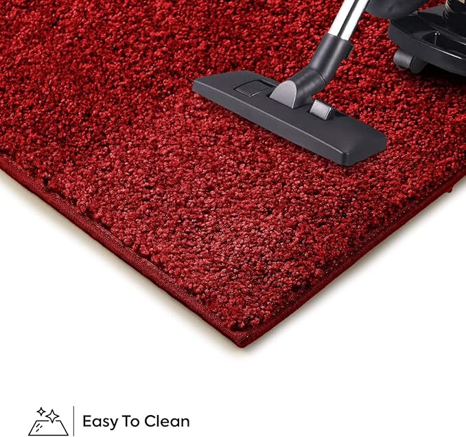 Solid Color Area Rugs Red - 8' Pentagon, Indoor, Stain & Fade Resistant, Perfect for Living Room, Bedroom, Dining Room, Entryway, Doorway, Pet & Kids Friendly Rug, Wedding, Made in USA