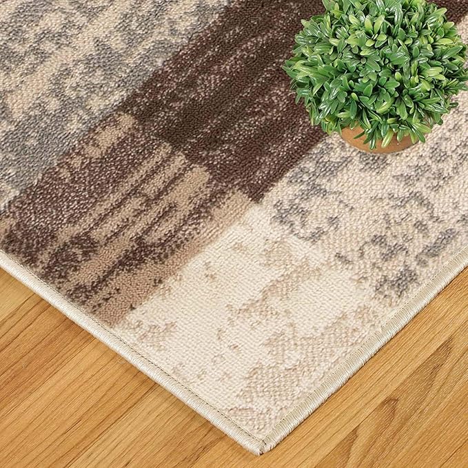 Superior Indoor Area Rug, Jute Backing, Plush Modern Rugs for Entryway, Kitchen Floors, Office Floor Cover, Color Block Rugs, Rockwood Collection, 6' x 9', Slate