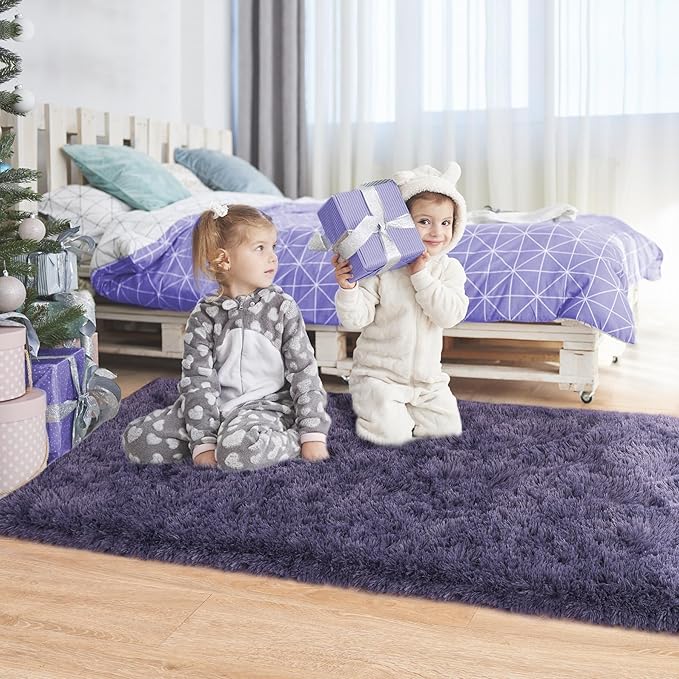 Noahas Taro Purple Runner Rug for Hallway,2'x6' Long Area Rugs for Bedroom Living Room,Non Slip Thick Shag Carpet for Entryway Nursery Bedside Kids Girls Room Home Decor