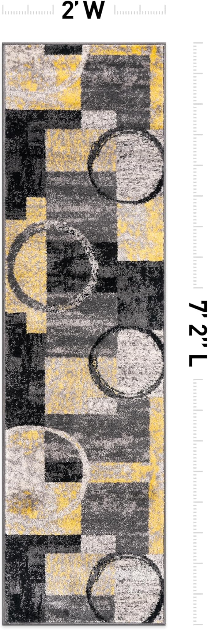 Rugshop Contemporary Abstract Circle Design Soft Runner Rug 2' x 7'2" Yellow