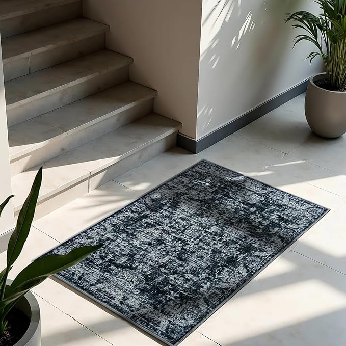 2x3 Entryway Rug, Non-Slip Washable Door Mat, Modern Soft Indoor Entrance Rugs, Foldable Small Throw Rug for Front Door Bedroom Kitchen Entryway Bathroom Floor
