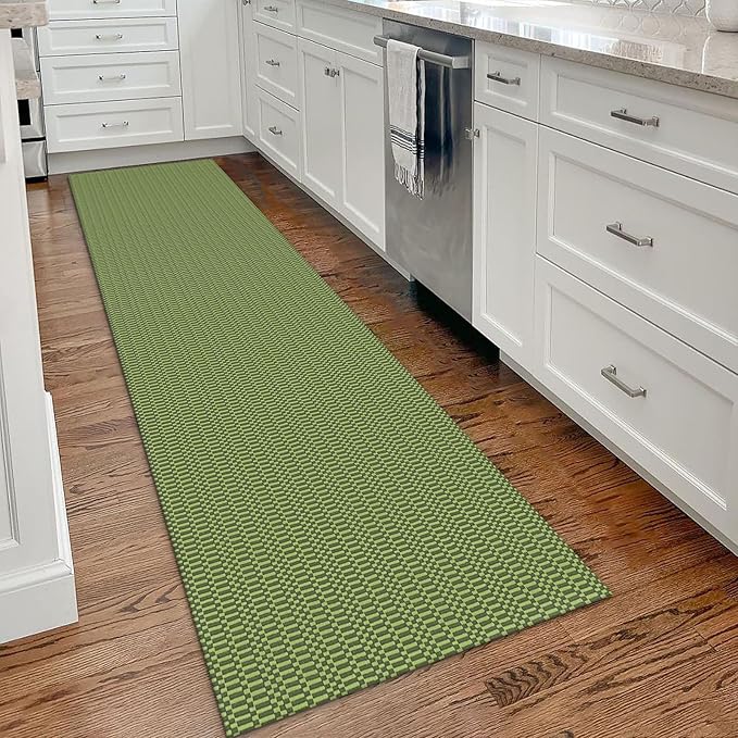 KOZYFLY Washable Runner Rug 2x8 Ft Runners for Hallway Rubber Backed Kitchen Runner Rugs Braided Cotton Entryway Runner Indoor, Carpet Runners for Hallway Entryway Bedroom, Green