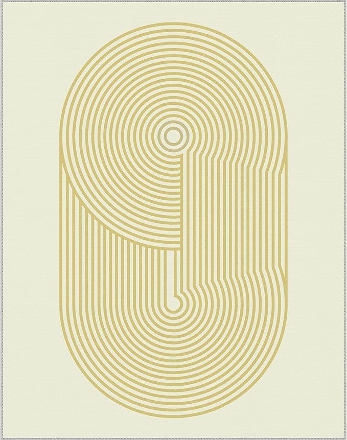 Bavni 5x7 Area Rugs, Abstract Machine Washable Rug Non Slip, Modern Printed Soft Living Room Rug, Stain Resistant Rugs for Bedroom, Dining Room, Beige Yellow Lines