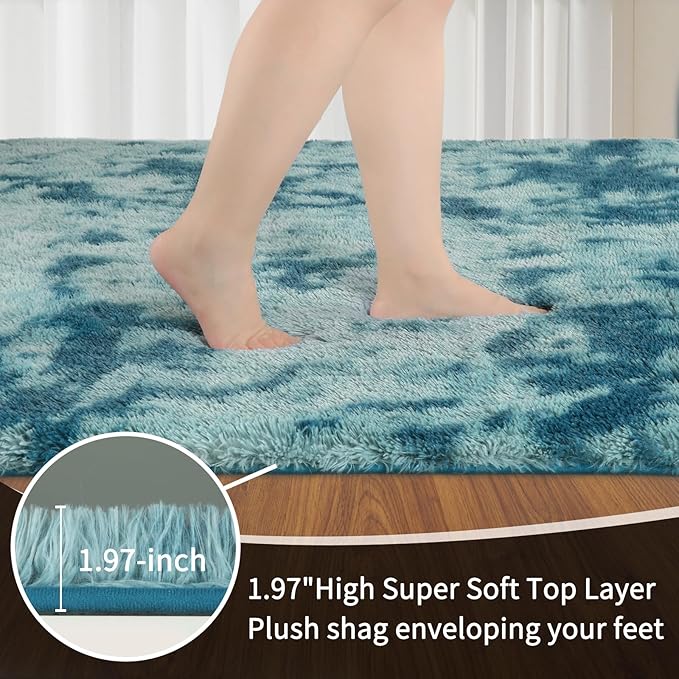 Sour Lemon 8x10 Area Rugs for Bedroom, Living Room Fluffy Rug, Large Area Rug Shag Shaggy Carpet Soft Plush Furry Bedside Rug, Machine Washable Area Rugs for Kids Girls Boys Home Decor Anti Slip
