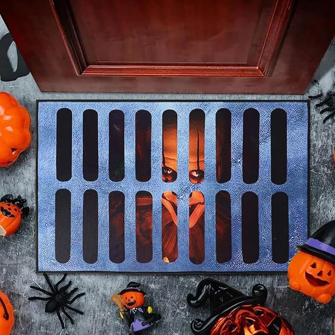 3D Illusion Clown Door Mat, Horror Movie Sewer Doormat, Indoor/Outdoor Welcome Rug (19.7inx31.5in)