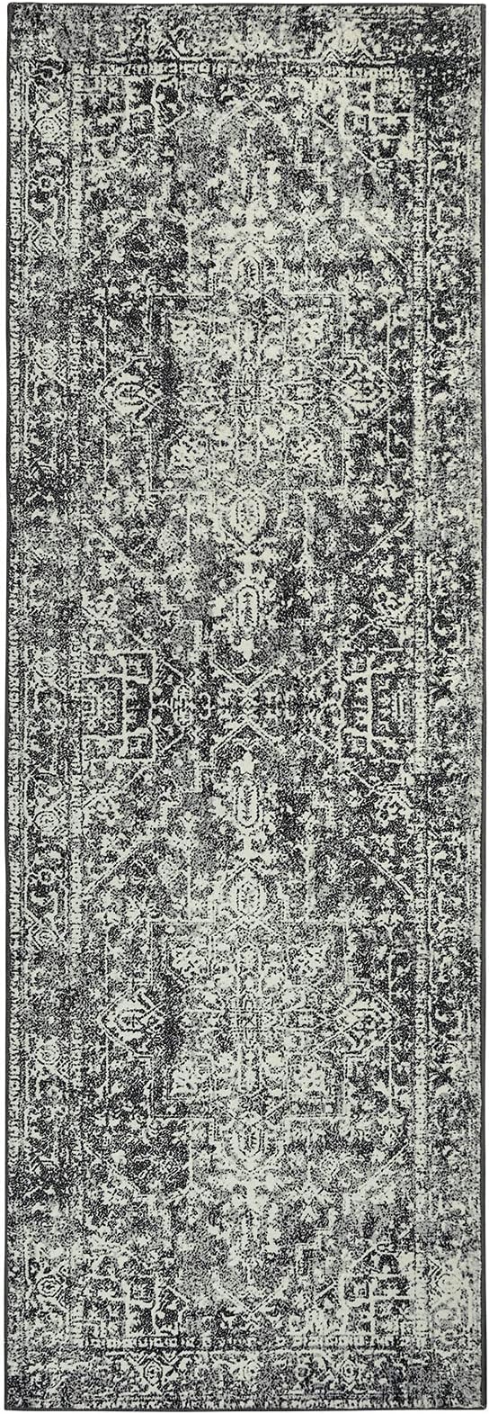Morebes Boho Black 2x6 Runner Rug for Hallway, Washable Kitchen Runner Rug Non Slip Bathroom Runner, Vintage Medallion Non-Shedding Soft Carpet for Kitchen Bedroom Entryway