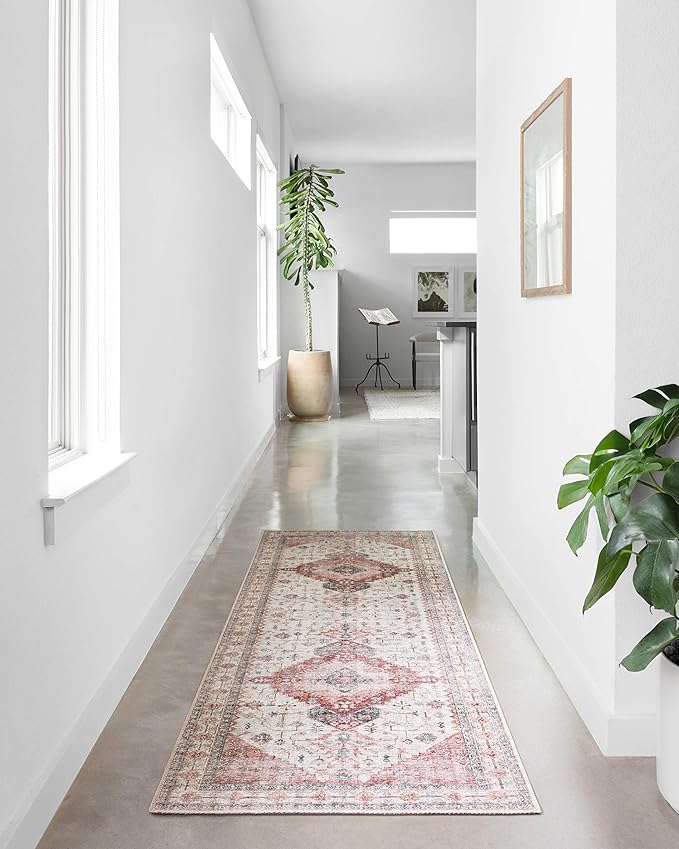 Loloi II Skye Collection SKY-02 Ivory/Berry 2'-6" x 12'-0" Runner Rug