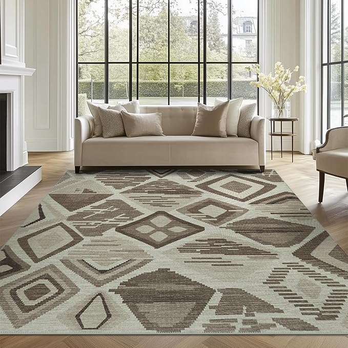 jinchan 8x10 Kids Washable Area Rug Geometric Moroccan Faux Jute Indoor Nursery Rug Non-Slip Colorful Modern Carpet for Playroom Kids Room Living Room Bedroom Laundry Room Boho Grey