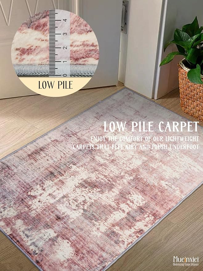 Area Rug 2x6 Hallway Runner Rugs,Non Slip Machine Washable Hallway Runner Rug Soft Bedroom Rug, Low PileLightweight Rugs for Entryway, Hallway, Kitchen and Corridor