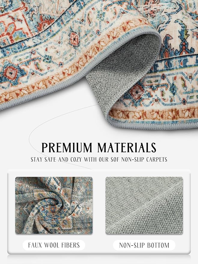 Area Rug 2x6 Hallway Runner Rugs,Non Slip Machine Washable Hallway Runner Rug Soft Bedroom Rug, Low PileLightweight Rugs for Entryway, Hallway, Kitchen and Corridor