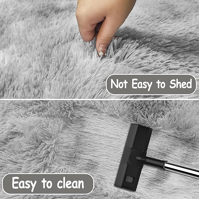 2x3 ft Shaggy Tie Dyed Grey Rug Small,Fluffy Furry Area Rugs for Living Room Door Entryway Indoor Inside Front Entrance Dog Mat Anti Skid Extra Comfy Fuzzy Floor Carpet for Home Decorative