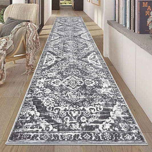 HEBE Hallway Runner Rug 2'x10' Washable Vintage Distressed Area Rugs Non Slip Laundry Rug Runner Boho Floor Carpet Runners for Hallways Entryway Laundry Room Kitchen Bathroom