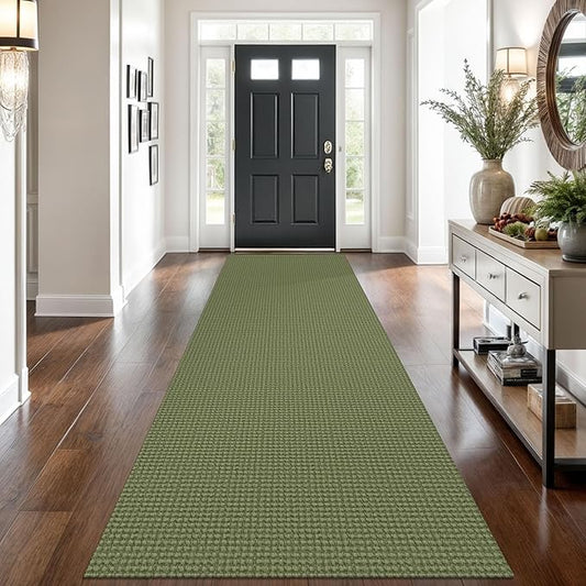 Braided Runner Rug 3x10 Ft Washable Runners for Hallways Non Slip Rubber Backed Kitchen Runners Cotton Long Entryway Runner Indoor, Woven Carpet for Hall Kitchen Entryway, Green